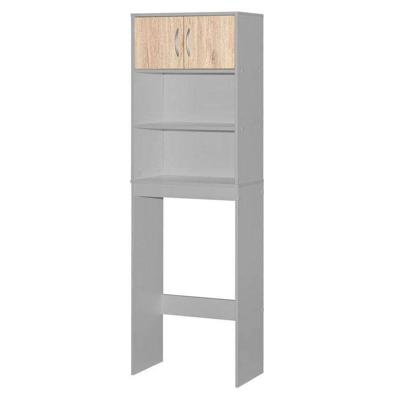 Better Home Products Ace Over-the-Toilet Storage Rack in Light Gray & Natural Oak