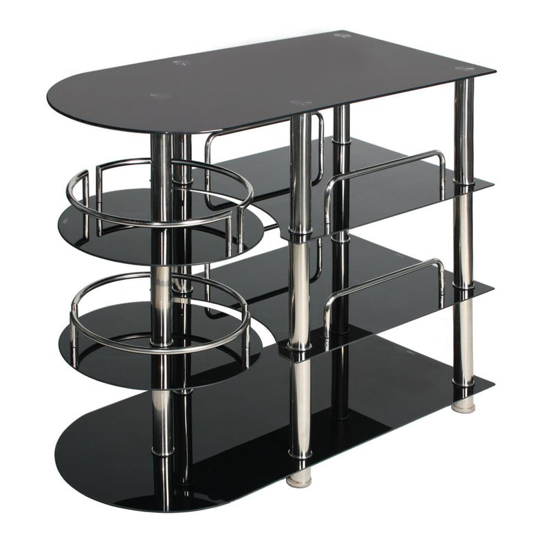 Better Home Products Bourbon Liquor Bar Tempered Glass Rack Table in Black