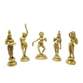 Two Moustaches Brass Apsara Showpieces - Set of 5 Statues, Decorative Items for Home, Show Pieces for Home Decor, Gifts for House Warming Ceremony, Ethnic Home Decor, Standard, Pack of 5