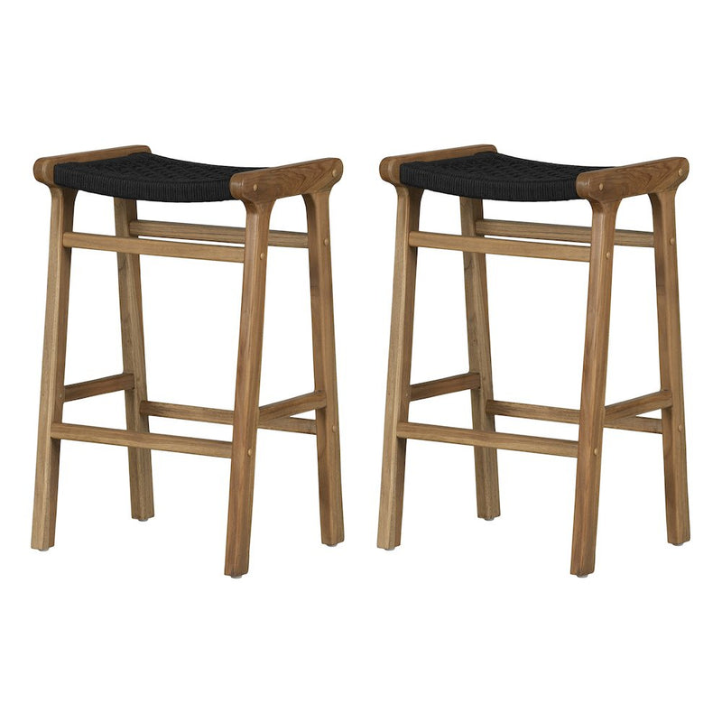 Balka Bar Stool, Set of 2, Black and Natural