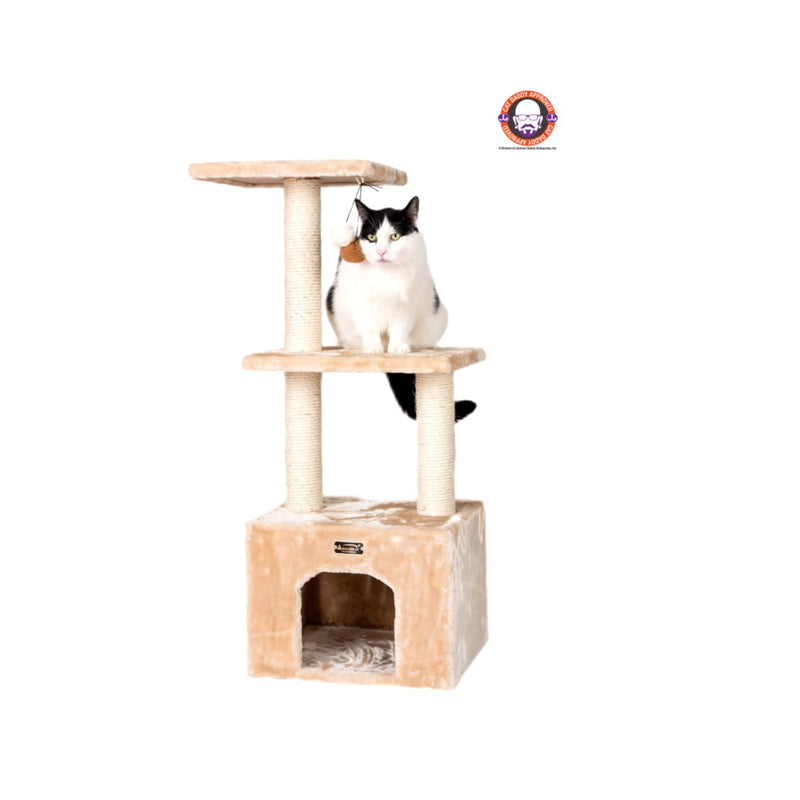 Armarkat 3-tier Real Wood Cat Condo With Sisal Scratching Post 39 Height Beige A3902