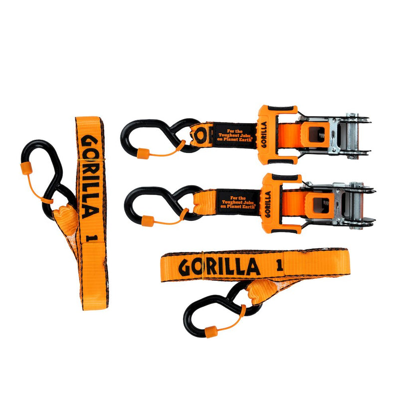 Gorilla Glue 93001E Tie Downs 16 Feet x 1 Inch Medium-Duty Ratchet Straps