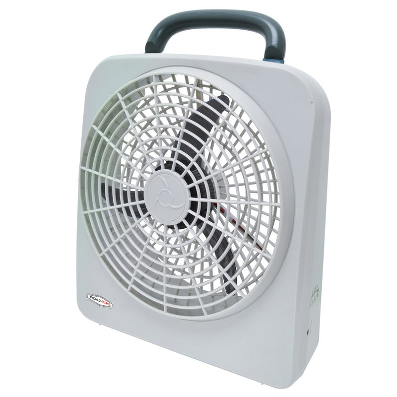 Portable Indoor Outdoor Fan 12-volt or Battery Dual Power Travel Fan 10-inch RP8000