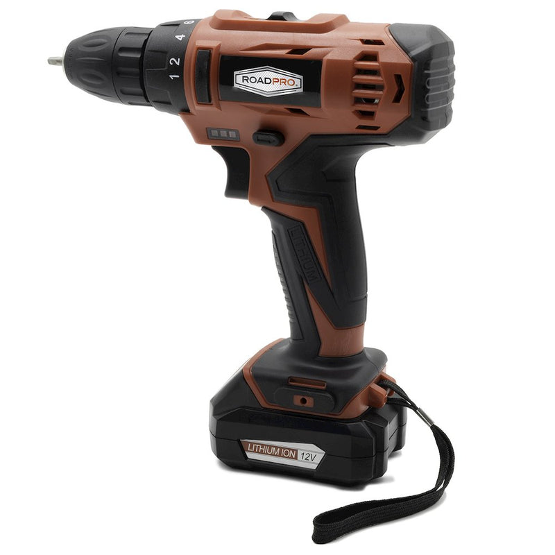 RoadPro RPRD21CD003 12v Drill Rechargeable Lithium Ion Drill 12-Volt Cordless Keyless Chuck with LED