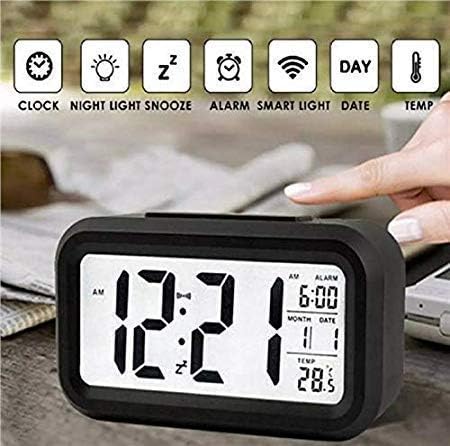 AERYS Digital Alarm Clock with 1 Year Warranty, Night Sensor, Date and Temperature Display, Desk Table Clock for Students, Home, Office, Bedroom, Living Room,Home Decor, Corporate Use (Black Digital)