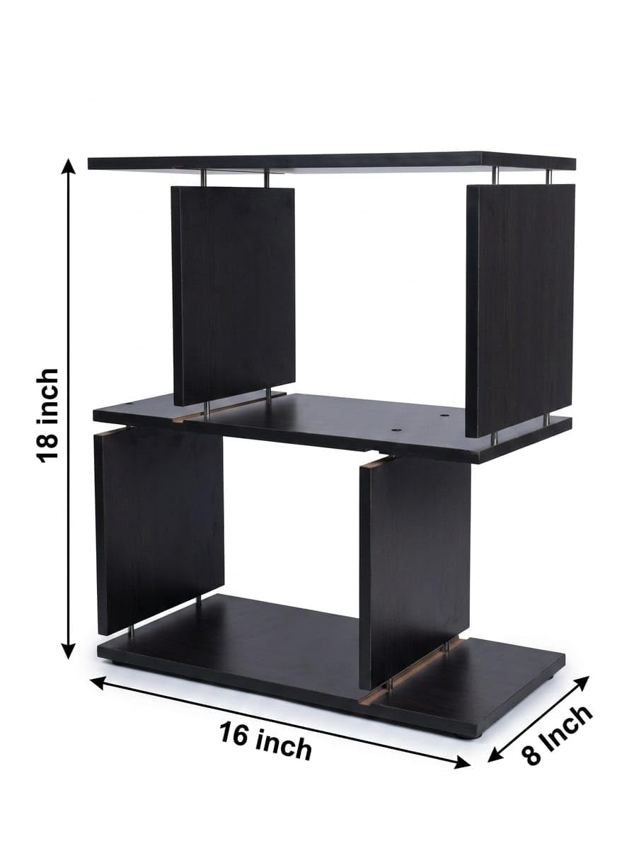 Wooden Bedside Table for Bedroom | Modern Side Table for Living Room | Small Nightstand/End Table with Open Shelf | Compact Table for Home (Brown,)