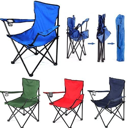 Niyam Folding Chair Big with Side Pocket - Portable Foldable Nylon Base Fabric Camping Chair for Fishing Beach Picnic Outdoor Garden Chair (Moon, Black)