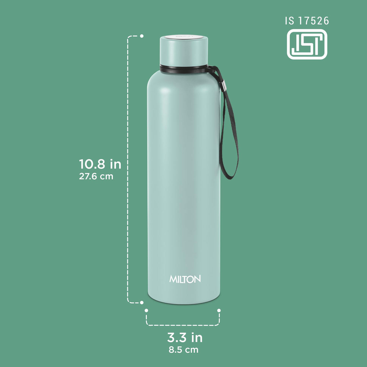 Milton Aura 1000 Thermosteel Water Bottle, 24 Hr Hot and Cold I Leak Proof Lid, ISI Certified I Vacuum Insulated I for Office, Gym, School I Grey