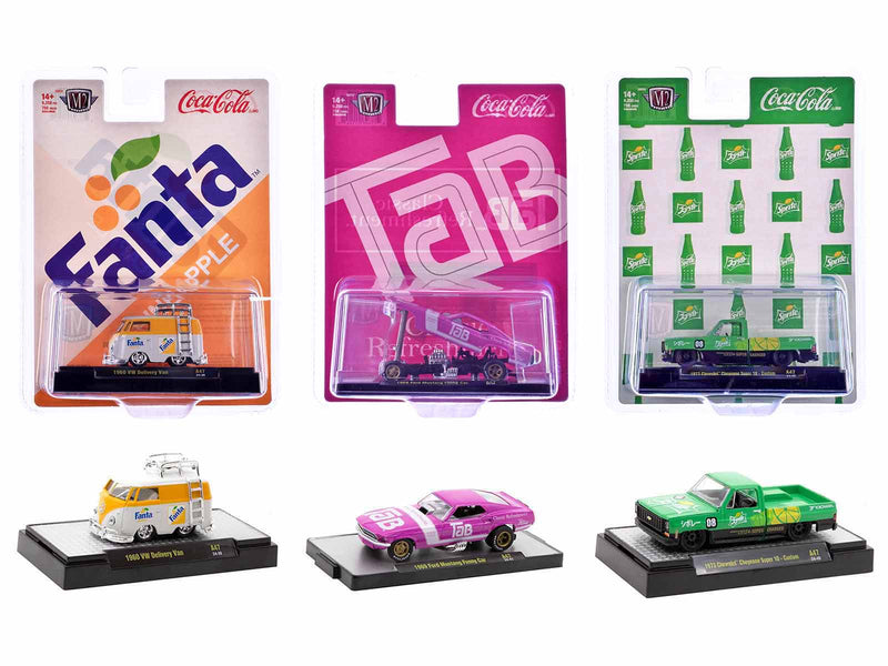 "Sodas" Set of 3 pieces Release 47 Limited Edition to 9250 pieces Worldwide 1/64 Diecast Model Cars by M2 Machines