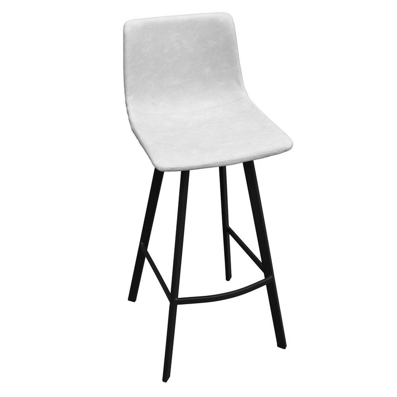 Elland Modern Upholstered Leather Bar Stool With Iron Legs & Footrest