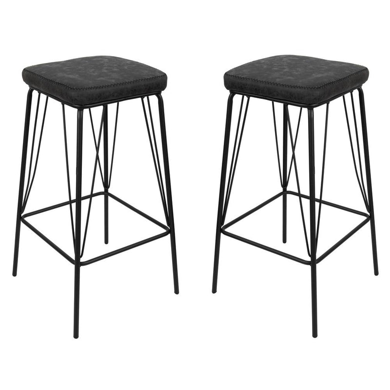 Millard Leather Bar Stool With Metal Frame Set of 2