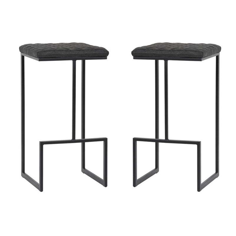 Quincy Leather Bar Stools With Metal Frame Set of 2