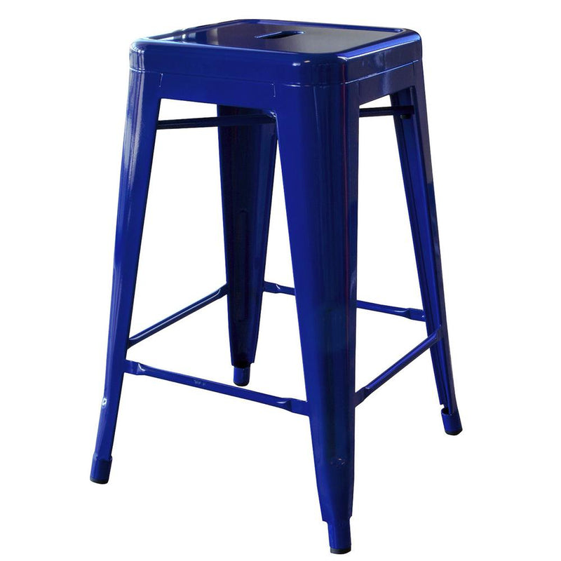 AmeriHome Loft Blue 24 in. Metal Bar Stool - 3 Piece