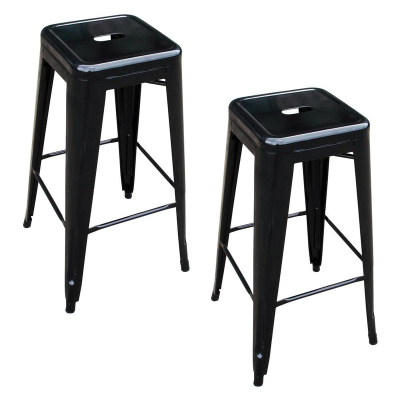 AmeriHome Loft Black Metal Bar Stool - 2 Piece