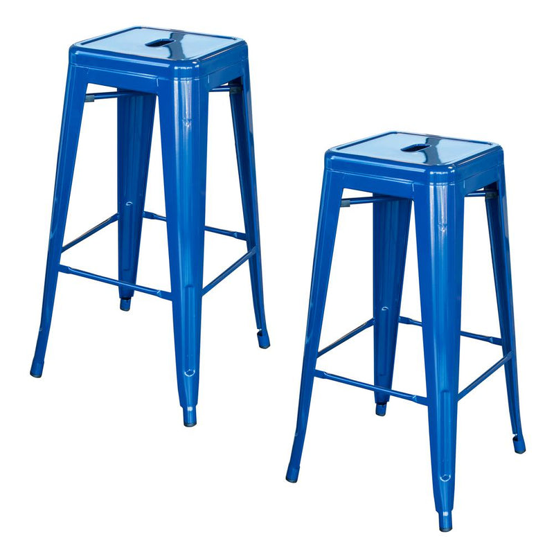 AmeriHome Loft Blue 30 in. Metal Bar Stool 2 Piece