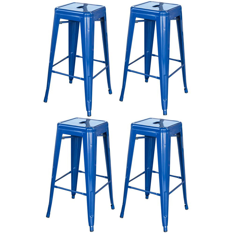 AmeriHome Loft Blue 30 in. Metal Bar Stool 4 Piece