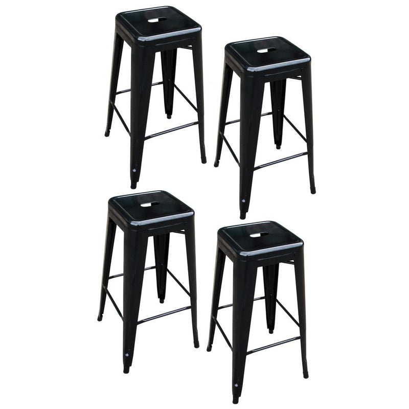 AmeriHome Loft Black Metal Bar Stool - 4 Piece