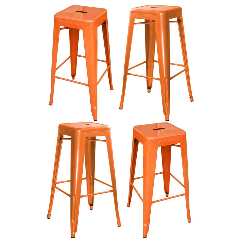 AmeriHome Loft Orange Metal Bar Stool - 4 Piece