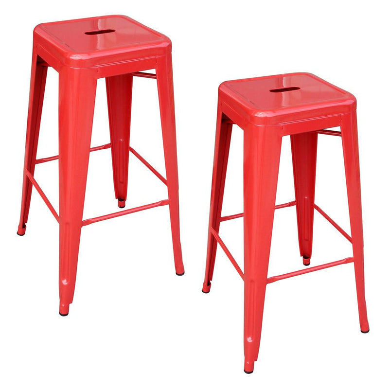 AmeriHome Loft Red Metal Bar Stool - 2 Piece