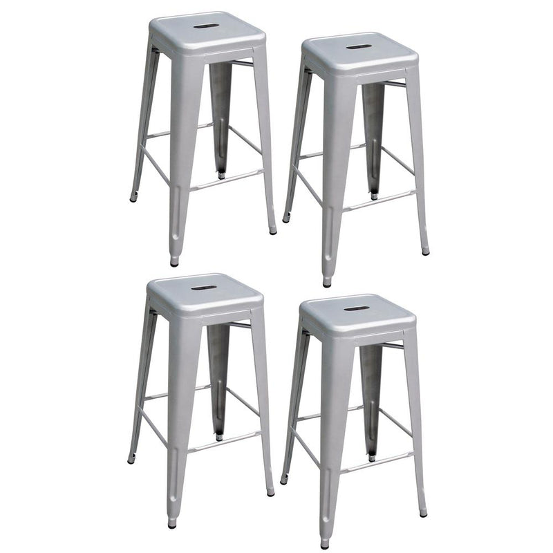 AmeriHome Loft Silver Metal Bar Stool - 4 Piece