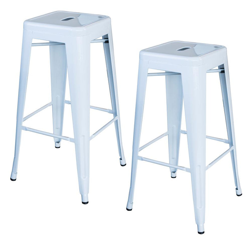 AmeriHome Loft White 30 in. Metal Bar Stool 2 Piece