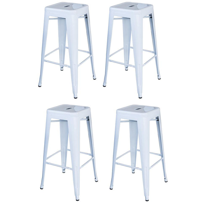 AmeriHome Loft White 30 in. Metal Bar Stool 4 Piece