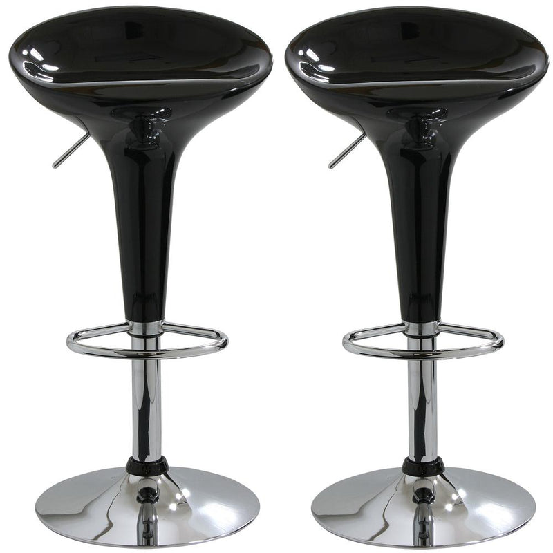 AmeriHome Modern Sleek Black Bar Stool - 2 Piece