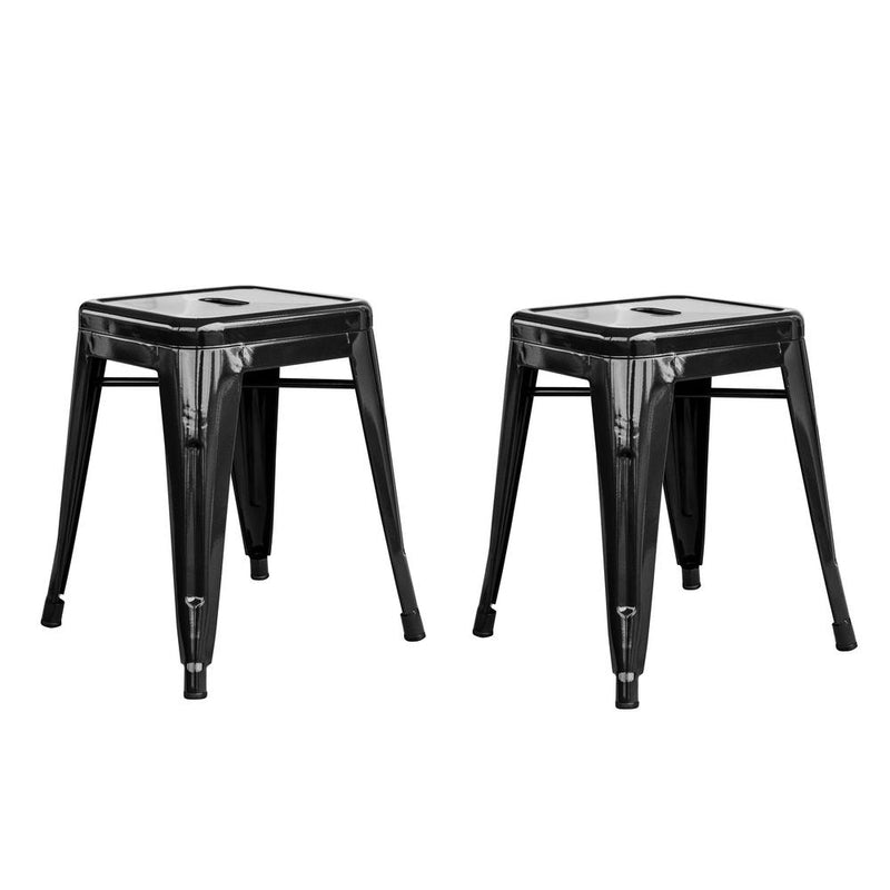 AmeriHome Loft Black 18 Inch Metal Bar Stool - 2 Piece