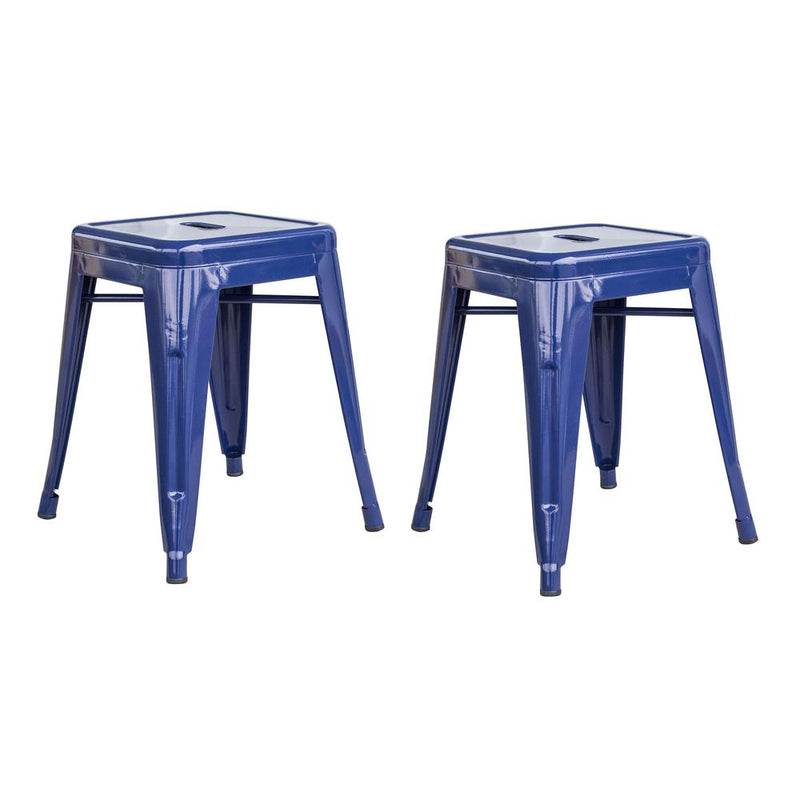 AmeriHome Loft Blue 18 Inch Metal Bar Stool - 2 Piece