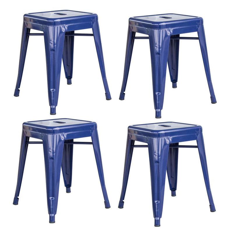 AmeriHome Loft Blue 18 Inch Metal Bar Stool - 4 Piece