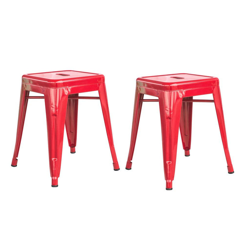 AmeriHome Loft Red 18 Inch Metal Bar Stool - 2 Piece