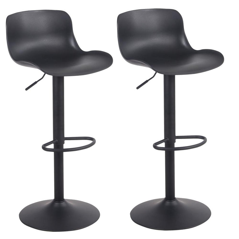 AmeriHome Adjustable Height Solid Color Monochromatic Bar Stool Set- Black