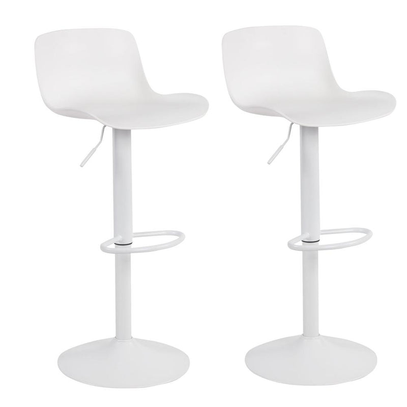 AmeriHome Adjustable Height Solid Color Monochromatic Bar Stool Set- White