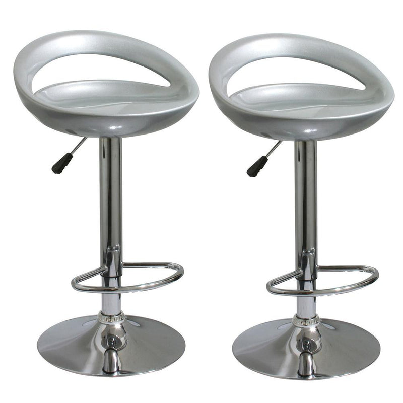 AmeriHome Modern Sleek Silver Bar Stool - 2 Piece