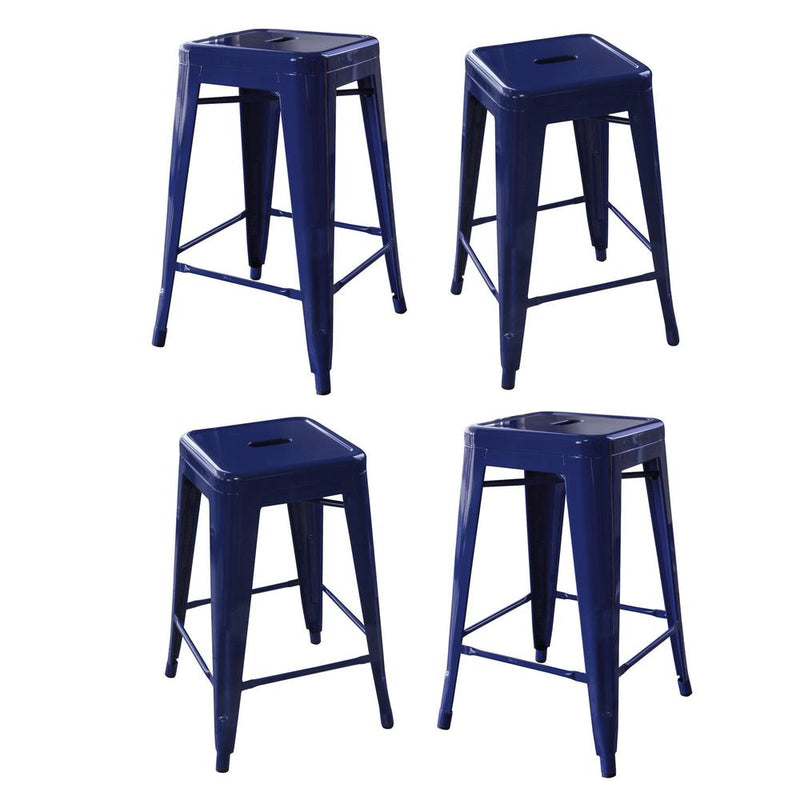 AmeriHome Loft Blue 24 Inch Metal Bar Stool - 4 Piece