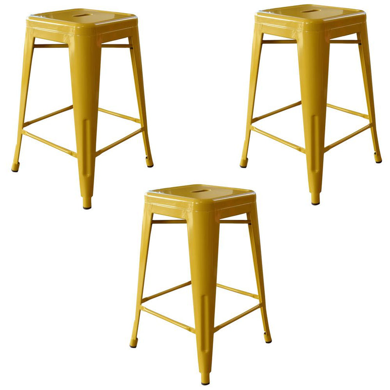 AmeriHome Loft Gold 24 in. Metal Bar Stool - 3 Piece