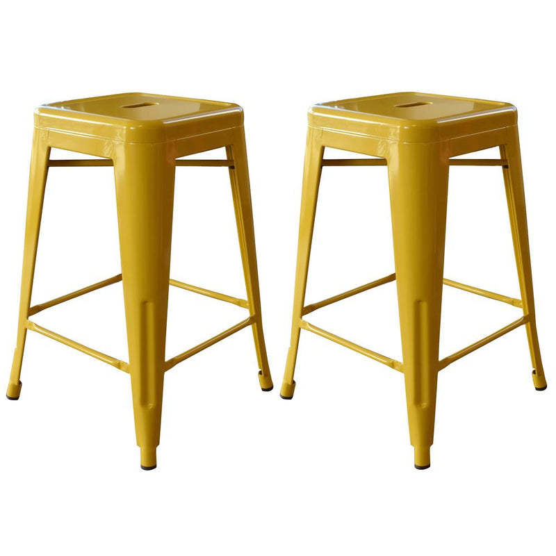 AmeriHome Loft Gold 24 Inch Metal Bar Stool - 2 Piece