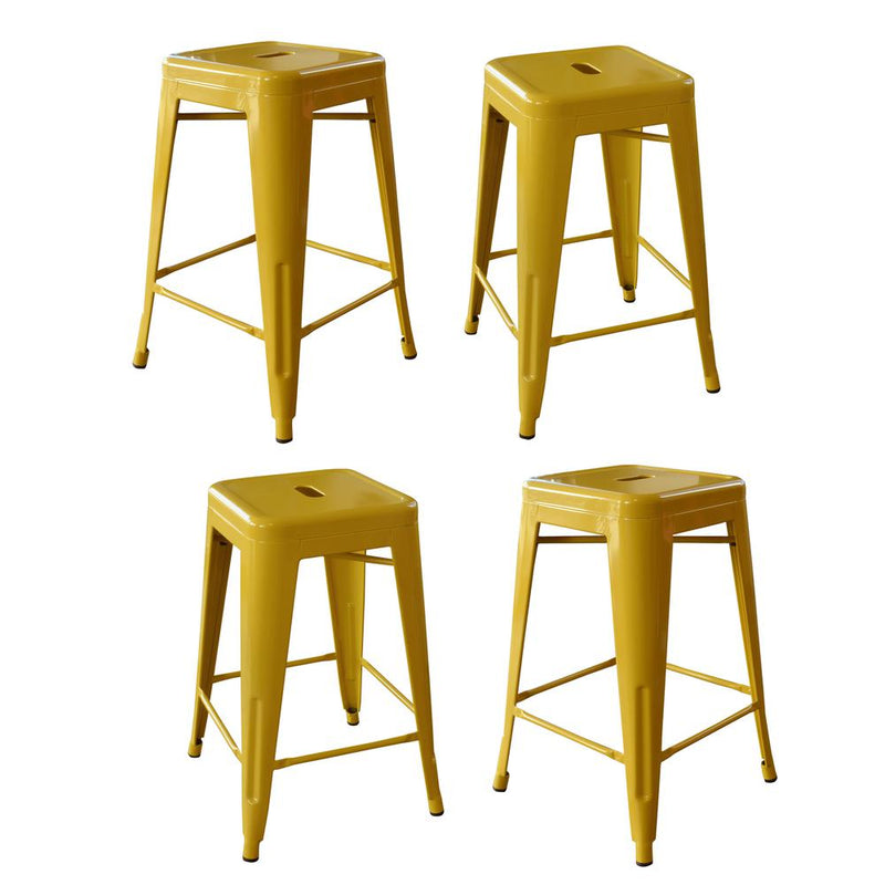 AmeriHome Loft Gold 24 Inch Metal Bar Stool - 4 Piece