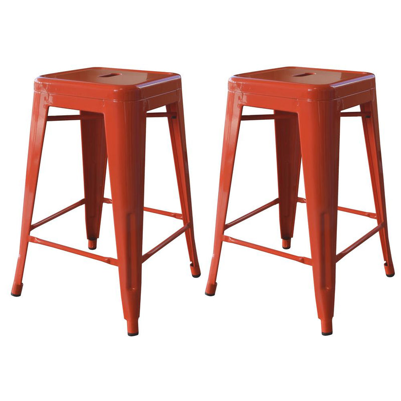 AmeriHome Loft Orange 24 Inch Metal Bar Stool - 2 Piece