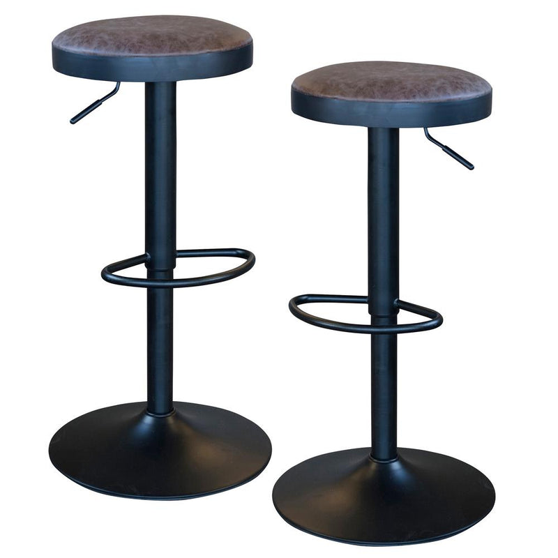 AmeriHome Classic Brown Faux Leather Bar Stool Set