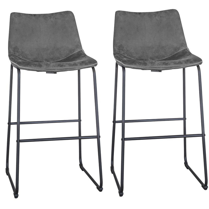 AmeriHome Classic Faux Leather 30 inch Pub Height Chair Set - Grey