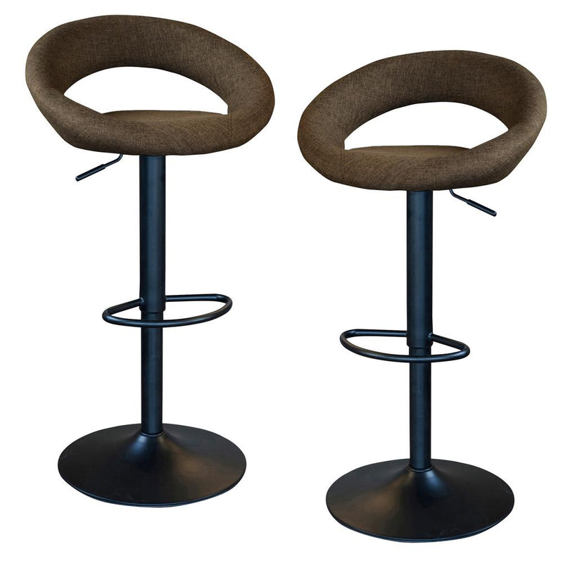 AmeriHome Classic Latte Brown Fabric Bar Stool Set