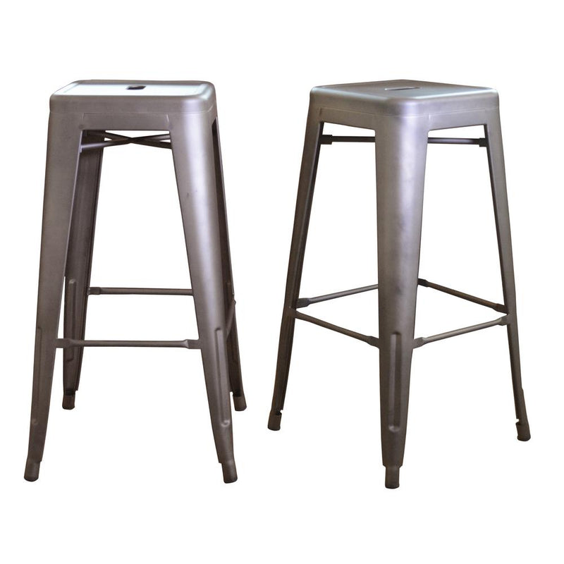 AmeriHome Loft Gun Metal 30 inch Metal Bar Stool - 2 Piece