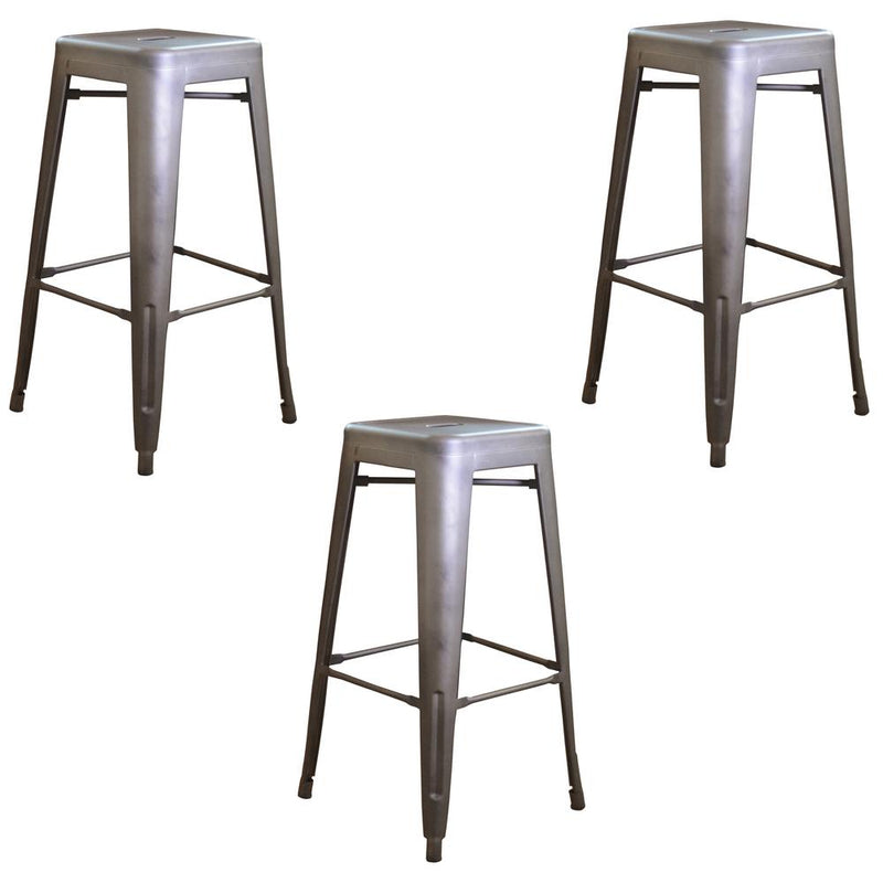 AmeriHome Loft Gun Metal 30 inch Metal Bar Stool - 3 Piece