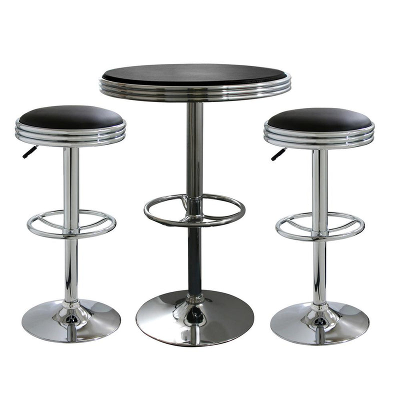 AmeriHome Retro Black Soda Shop Bistro Set - 3 Piece Set