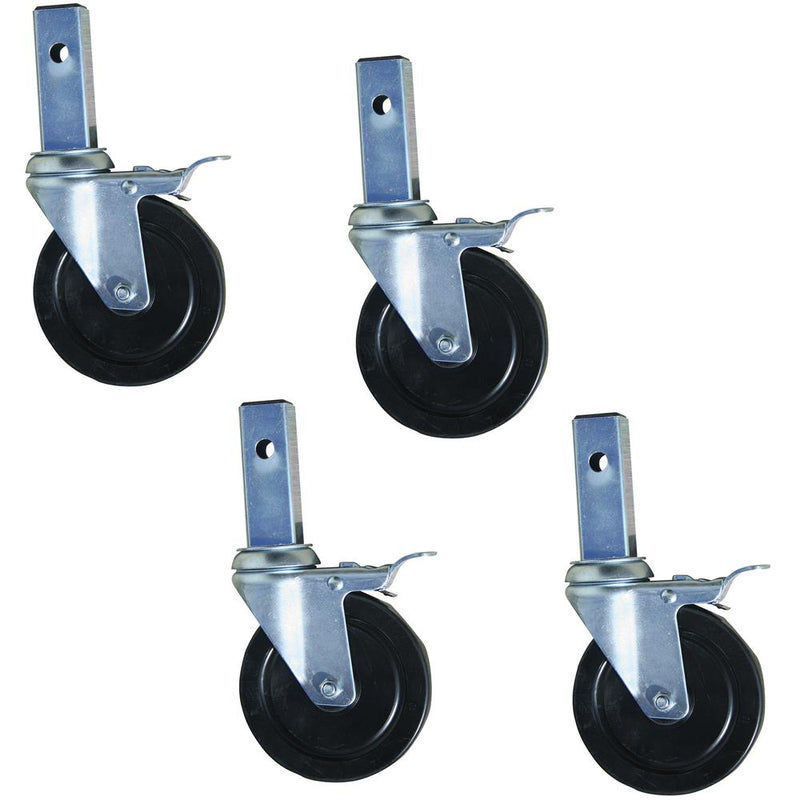 Heavy-Duty 5 Inch Hard Rubber Locking Caster- Set of 4