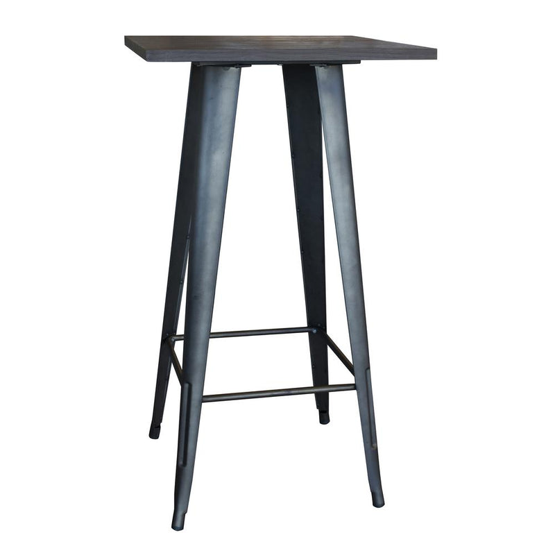 AmeriHome Loft Rustic Gunmetal Metal Pub Table with Wood Top