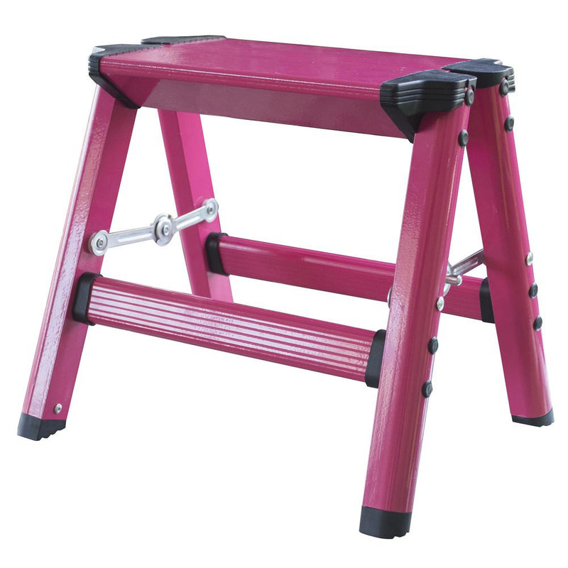 Lightweight Single Step Aluminum Step Stool - Bright Pink