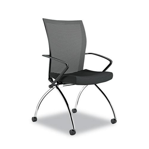 Valoré Training Series High-Back Nesting Chair, Black Seat/Black Back, Silver Base, 2/Carton