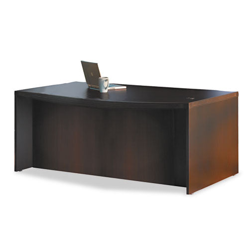 Aberdeen Series Laminate Bow Front Desk Shell, 72w x 42d x 29-1/2h, Mocha